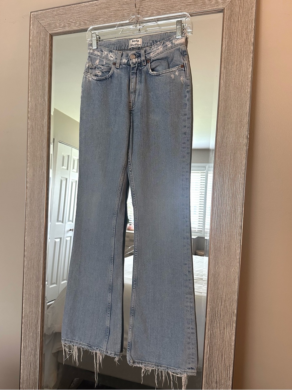 ACNE Studios Women’s Boot Cut High Rise Jeans Size 24 00 Light Wash Distressed